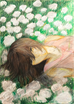 「大きな木の下にあるバラ畑で」鵜山 樹